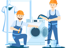 Two men install the appliance